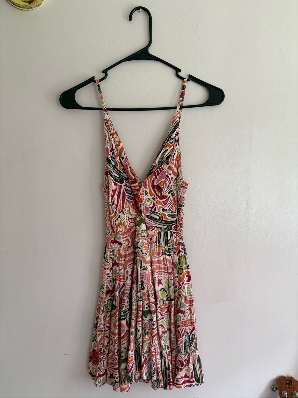 Angie Pink Multi-Print V-Neck Mini Dress